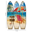 Benjara Lounge & Umbrella Print Surfboard Shaped 3 Panel Room Divider-Multicolor