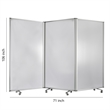 Benjara Accordion Style Plastic Inserts 3 Panel Room Divider with Casters- Gray