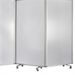 Benjara Accordion Style Plastic Inserts 3 Panel Room Divider with Casters- Gray