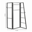 Benjara Modern Style 3 Panel Metal Screen with Hooks and Rod Hangings- Black