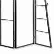 Benjara Modern Style 3 Panel Metal Screen with Hooks and Rod Hangings- Black
