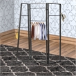 Benjara Modern Style 3 Panel Metal Screen with Hooks and Rod Hangings- Black
