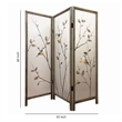 Benjara Art Styled 3 Panel Wooden Screen with Hand painted Fabric Design- Beige