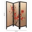 Benjara 3 Panel Wooden Screen with Hand painted Fabric Design- Red and Brown