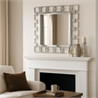 Benjara Modern Style Metal Openwork Square Framed Mirror- Silver