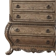 Benjara Six Drawer Chest With Antique Handles & Scrolled Legs- Vintage Oak