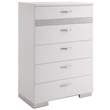 Benjara Chest With Six Center Metal Glide Drawers In White Gloss Finish