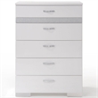 Benjara Chest With Six Center Metal Glide Drawers In White Gloss Finish