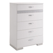 Benjara Chest With Six Center Metal Glide Drawers In White Gloss Finish