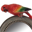 Benjara Round Wooden Framed Mirror with Parrot Sculpture Top- Multicolor