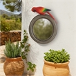 Benjara Round Wooden Framed Mirror with Parrot Sculpture Top- Multicolor