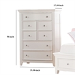 Benjara Contemporary Five Drawers Wooden Chest with Tapered Legs- White