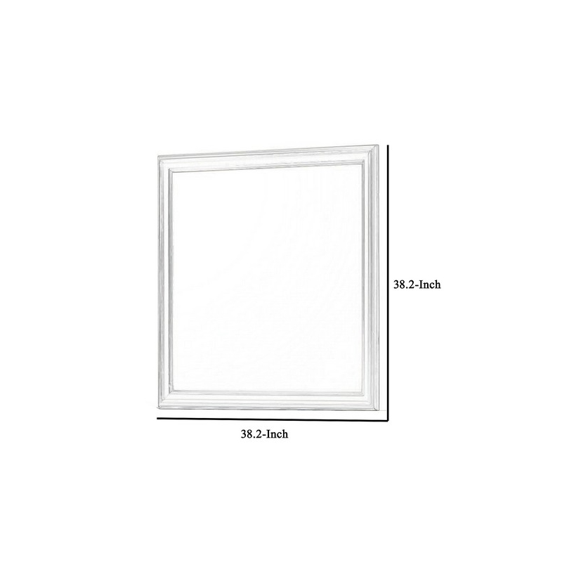 Benjara Square Molded Wooden Frame Dresser Mirror- Antique Silver