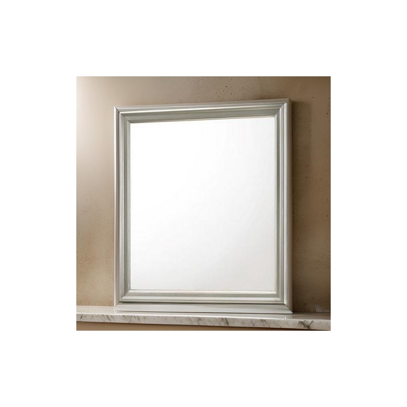 Benjara Square Molded Wooden Frame Dresser Mirror- Antique Silver
