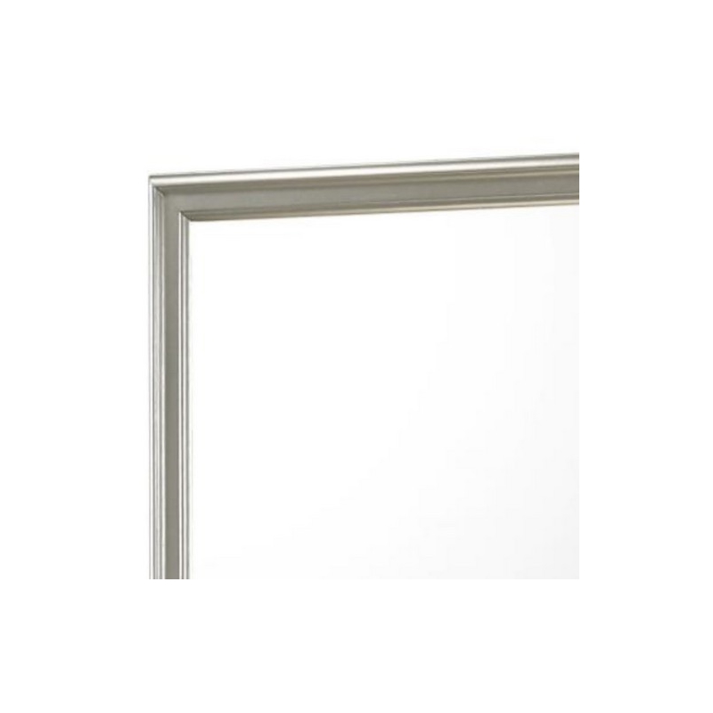 Benjara Square Molded Wooden Frame Dresser Mirror- Antique Silver