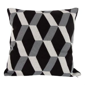 Benjara 20 x 20&quot Cashmere Pillow with Zig Zag Pattern- Black and Gray