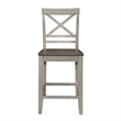 Brian 23 Inch Set of 2 Counter Chairs-Crossbuck Backrest-Rustic Gray Wood-Brown