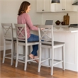 Brian 23 Inch Set of 2 Counter Chairs-Crossbuck Backrest-Rustic Gray Wood-Brown