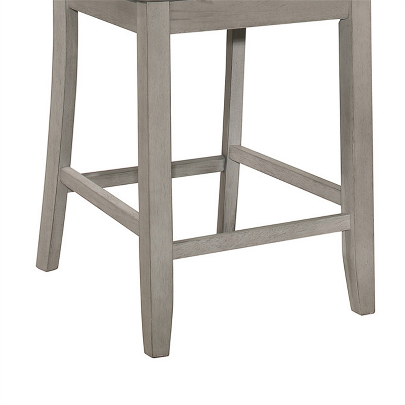 Brian 23 Inch Set of 2 Counter Chairs-Crossbuck Backrest-Rustic Gray Wood-Brown
