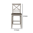 Brian 23 Inch Set of 2 Counter Chairs-Crossbuck Backrest-Rustic Gray Wood-Brown