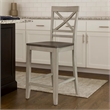 Brian 23 Inch Set of 2 Counter Chairs-Crossbuck Backrest-Rustic Gray Wood-Brown