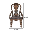 Devi 20 Inch Set of 2 Armchairs-Queen Anne Backrest-Turned Legs-Rustic Brown
