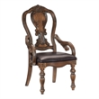 Devi 20 Inch Set of 2 Armchairs-Queen Anne Backrest-Turned Legs-Rustic Brown