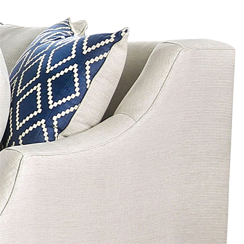 Benjara Fabric Upholstered Wooden Loveseat with Tufted Details- White