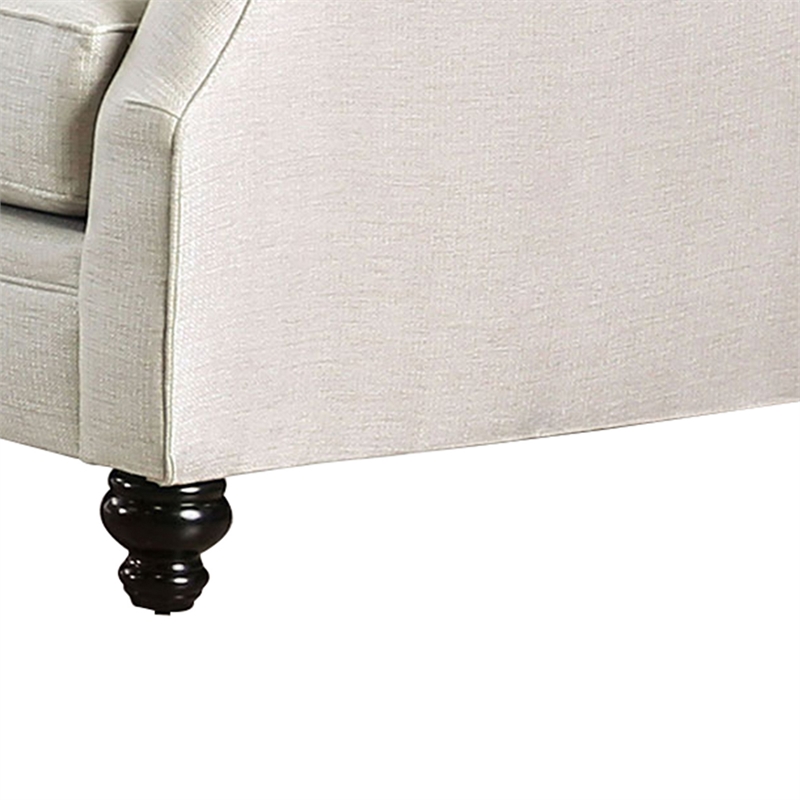 Benjara Fabric Upholstered Wooden Loveseat with Tufted Details- White