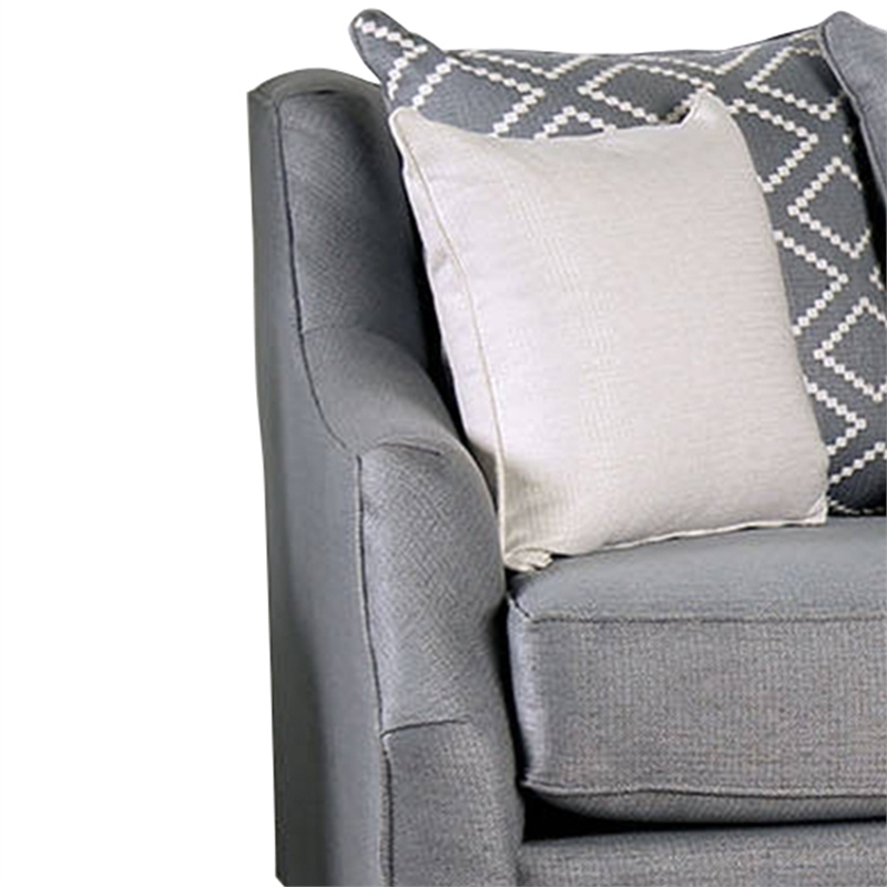Benjara Fabric Upholstered Wooden Sofa with Tufted Details- Gray