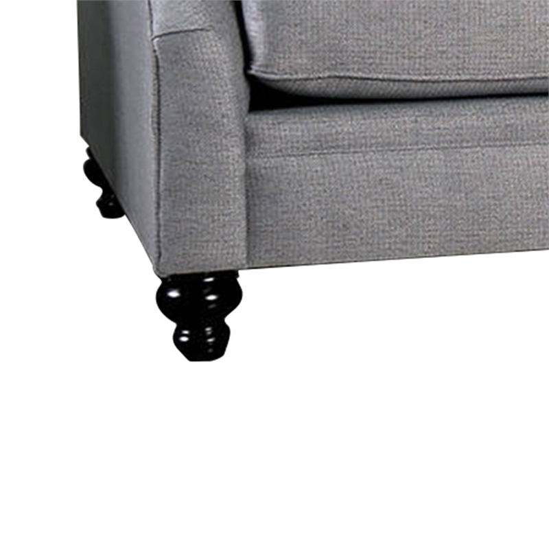 Benjara Fabric Upholstered Wooden Sofa with Tufted Details- Gray