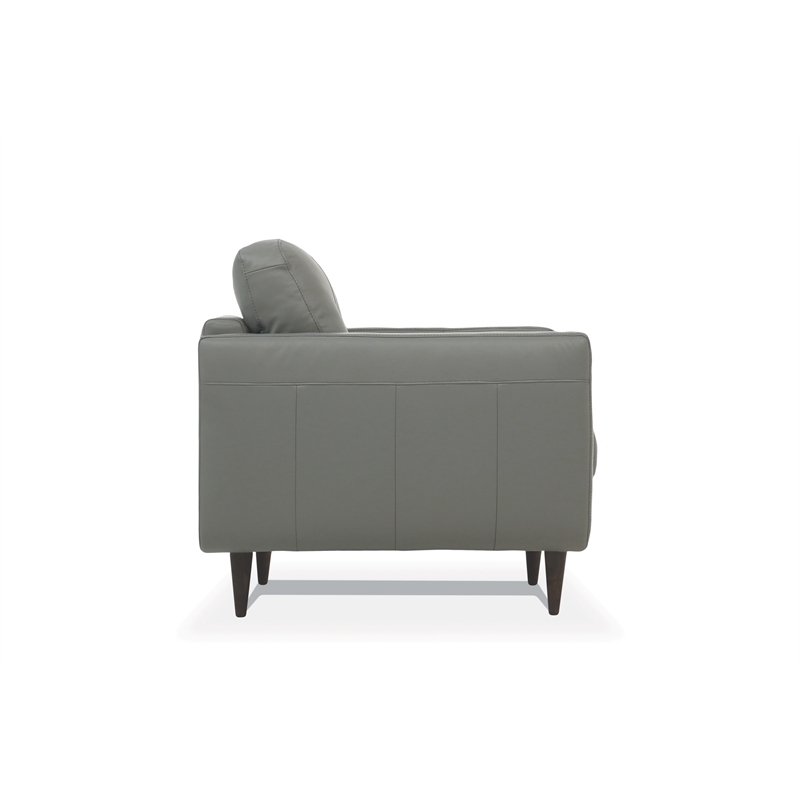 Benjara Leatherette Chair with Tapered Legs and Button Tufted Details- Gray