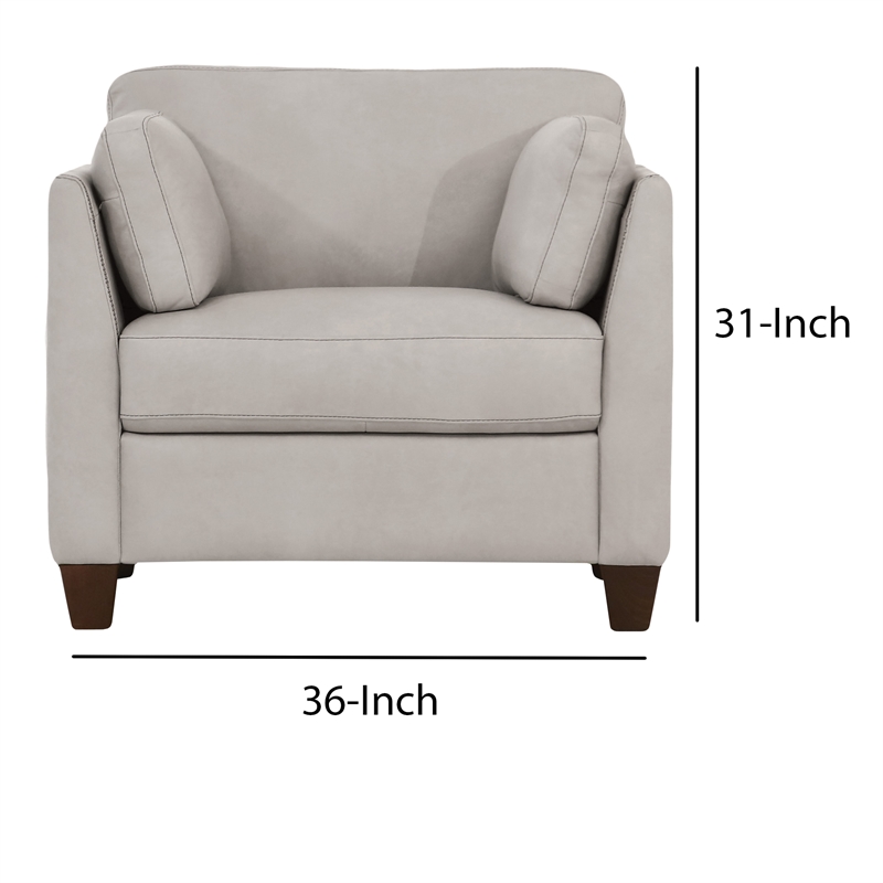 Benjara Leatherette Chair with Tapered Legs and Sloped Armrests- Dusty White