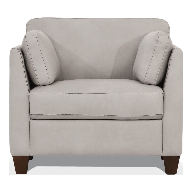 Benjara Leatherette Chair with Tapered Legs and Sloped Armrests- Dusty White
