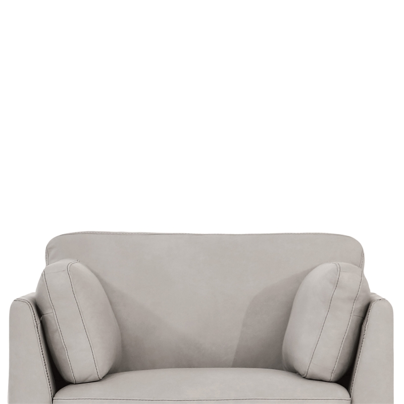 Benjara Leatherette Chair with Tapered Legs and Sloped Armrests- Dusty White