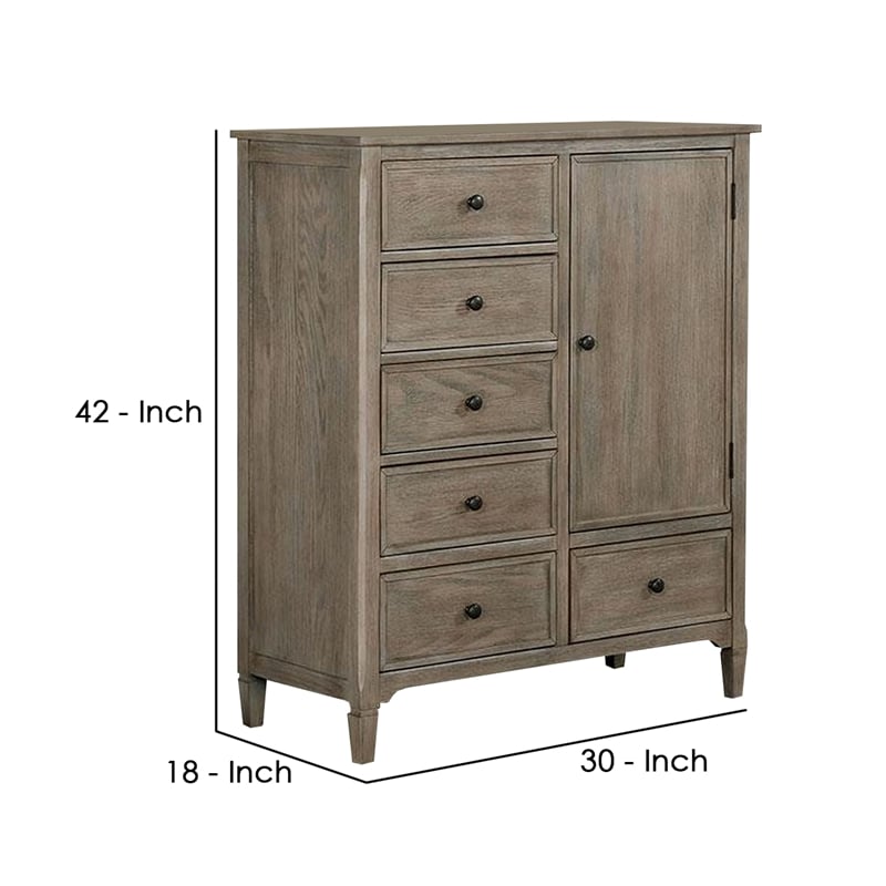 Benjara 4 Drawer Transitional Wooden Chest with Grain Details- Gray