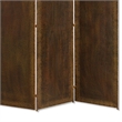 Benjara Metal 3 Panel Screen with Textured Nub Head Accent Borders- Brown