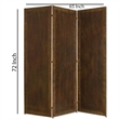 Benjara Metal 3 Panel Screen with Textured Nub Head Accent Borders- Brown