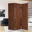 Benjara Wooden Foldable 3 Panel Room Divider with Plank Style- Small- Brown