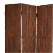 Benjara Wooden Foldable 3 Panel Room Divider with Plank Style- Small- Brown