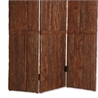 Benjara Wooden Foldable 3 Panel Room Divider with Plank Style- Small- Brown