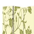 Benjara 3 Panel Room Divider with Stems and Flower Pattern- Cream and Green