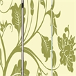 Benjara 3 Panel Room Divider with Stems and Flower Pattern- Cream and Green