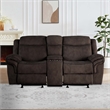 Benjara Velvet Upholstered Loveseat with USB Docks and Storage Console- Gray
