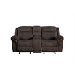 Benjara Velvet Upholstered Loveseat with USB Docks and Storage Console- Gray