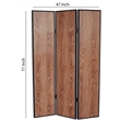 Benjara 3 Panel Foldable Wooden Screen with Grain Details- Brown