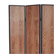 Benjara 3 Panel Foldable Wooden Screen with Grain Details- Brown
