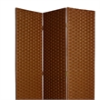 Benjara Wooden Foldable 3 Panel Room Divider with Streamline Design- Dark Brown