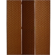 Benjara Wooden Foldable 3 Panel Room Divider with Streamline Design- Dark Brown
