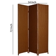 Benjara Wooden Foldable 3 Panel Room Divider with Streamline Design- Dark Brown